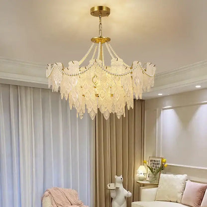 French modern gold and green crystal chandelier dining room light