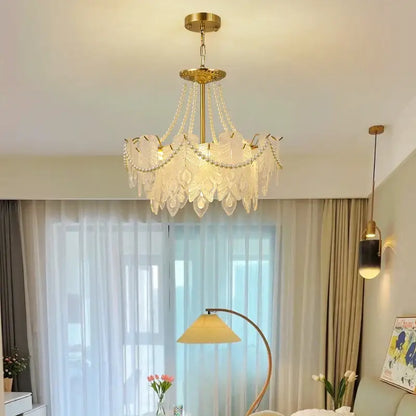 French modern gold and green crystal chandelier dining room light