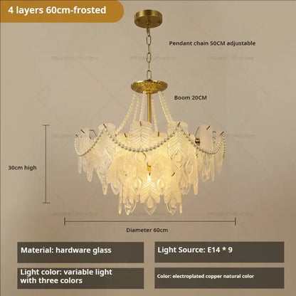 French modern gold and green crystal chandelier dining room light