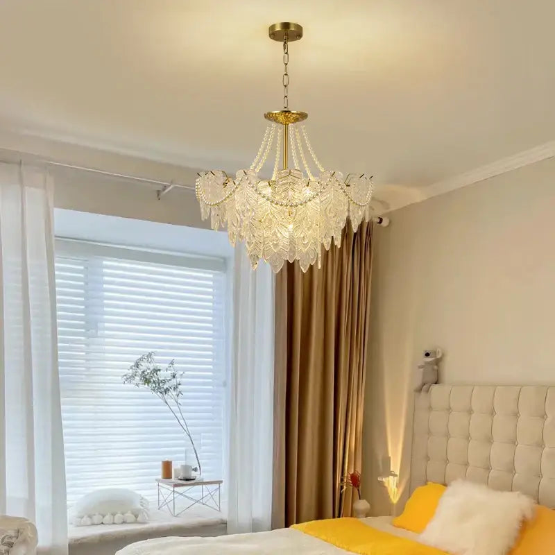French modern gold and green crystal chandelier dining room light