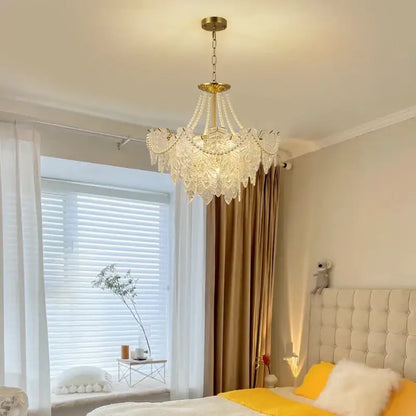 French modern gold and green crystal chandelier dining room light