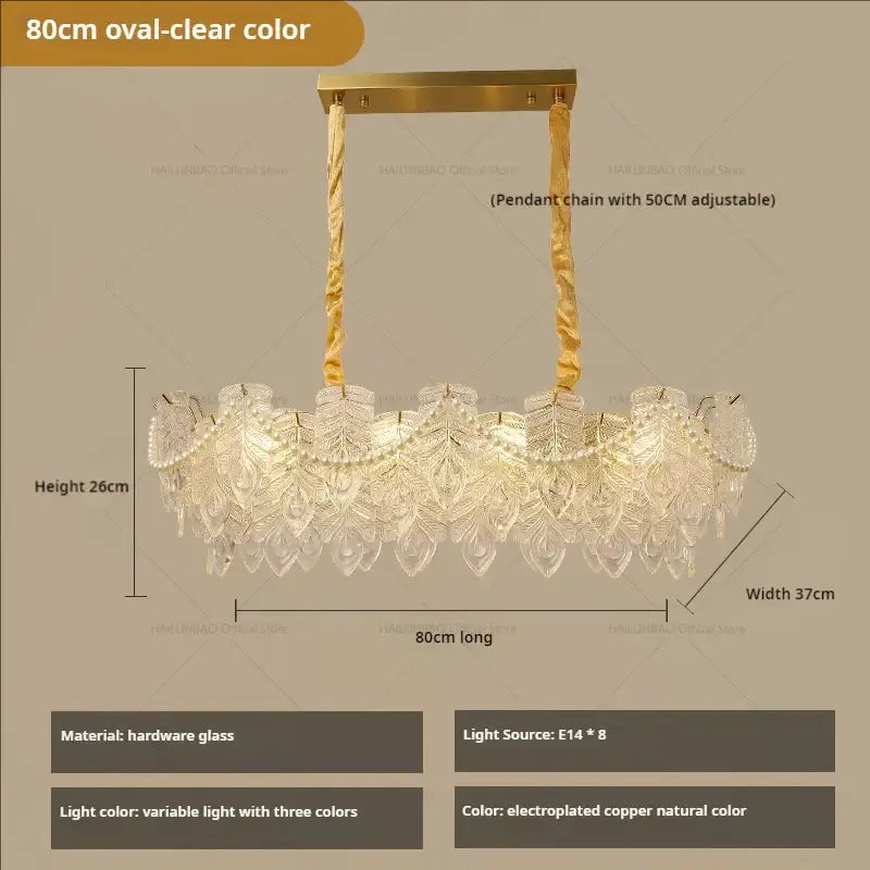 French modern gold and green crystal chandelier dining room light