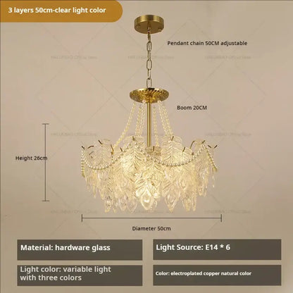 French modern gold and green crystal chandelier dining room light