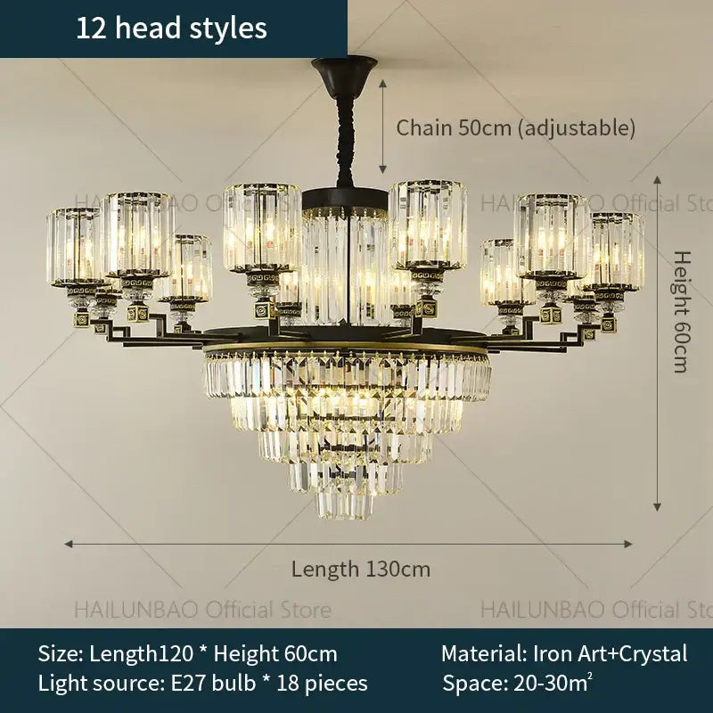 crystal chandelier light black & gold dining room luxury