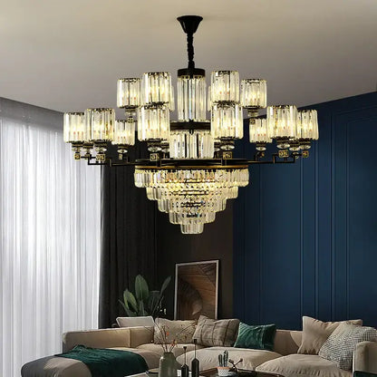 crystal chandelier light black & gold dining room luxury