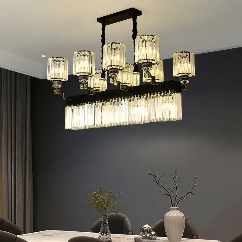 crystal chandelier light black & gold dining room luxury