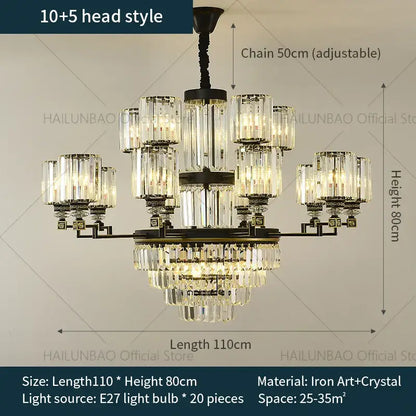 crystal chandelier light black & gold dining room luxury