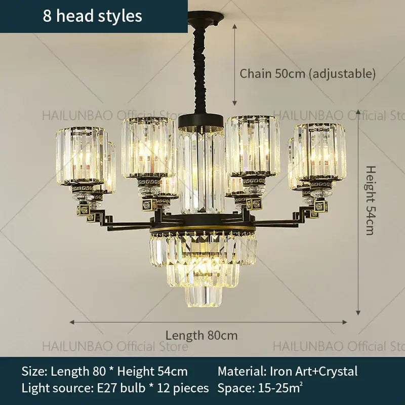 crystal chandelier light black & gold dining room luxury