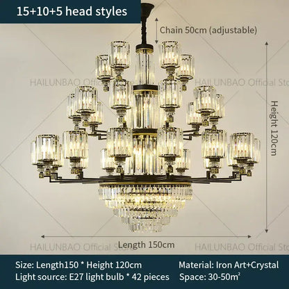 crystal chandelier light black & gold dining room luxury