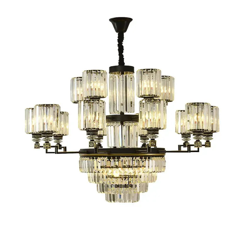 crystal chandelier light black & gold dining room luxury