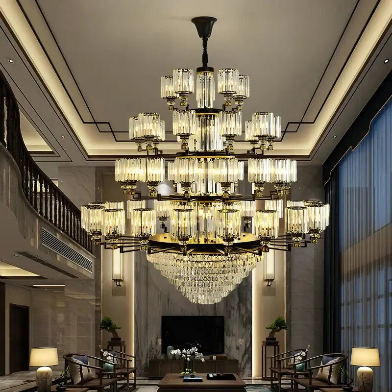 crystal chandelier light black & gold dining room luxury
