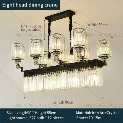 crystal chandelier light black & gold dining room luxury