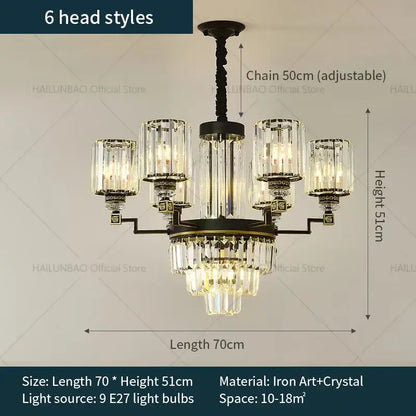 crystal chandelier light black & gold dining room luxury