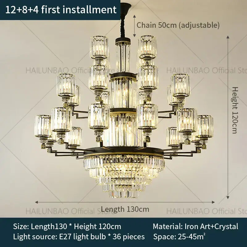 crystal chandelier light black & gold dining room luxury