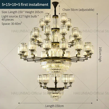 crystal chandelier light black & gold dining room luxury