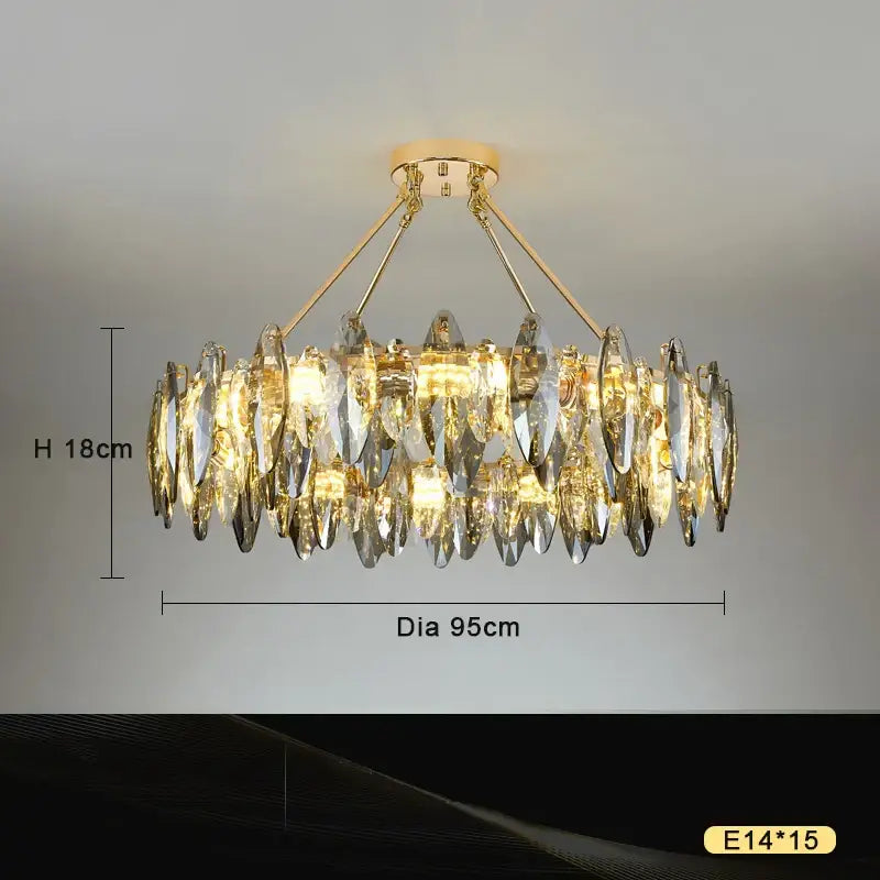 Modern gold crystal chandelier light for living room