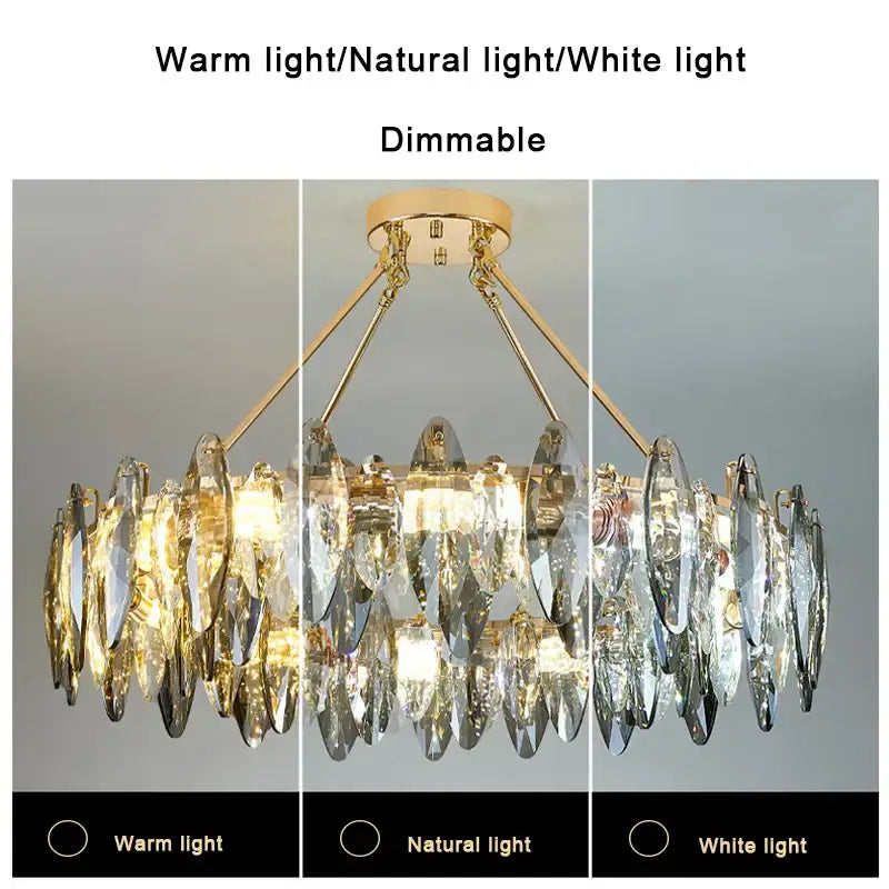 Modern gold crystal chandelier light for living room