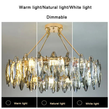 Modern gold crystal chandelier light for living room