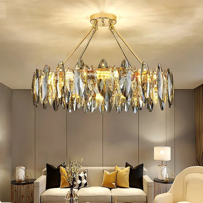 Modern gold crystal chandelier light for living room