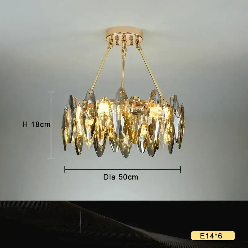 Modern gold crystal chandelier light for living room