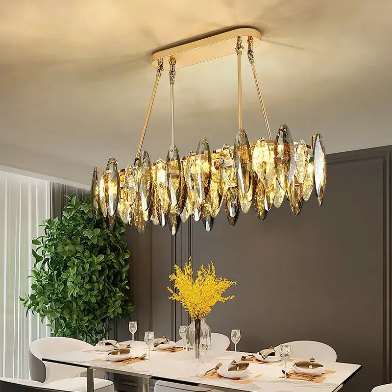 Modern gold crystal chandelier light for living room