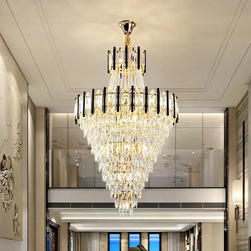 Luxury black & gold crystal chandelier light living room
