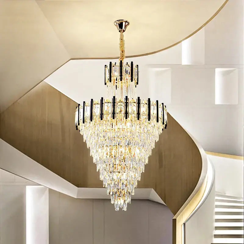 Luxury black & gold crystal chandelier light living room