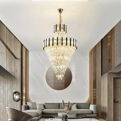 Luxury black & gold crystal chandelier light living room