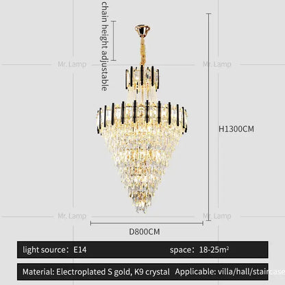 Luxury black & gold crystal chandelier light living room