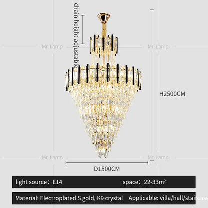Luxury black & gold crystal chandelier light living room
