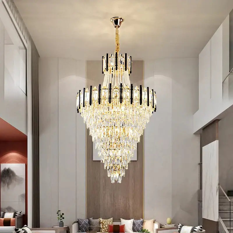 Luxury black & gold crystal chandelier light living room