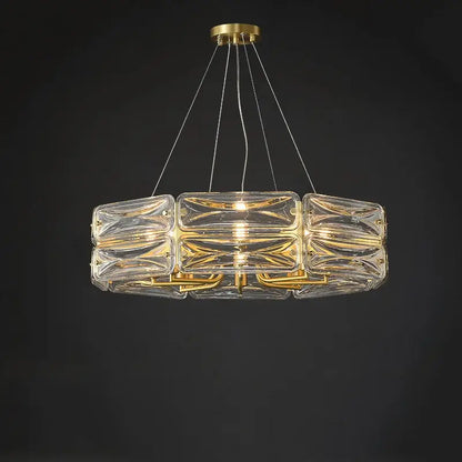 Modern geometric gold crystal chandelier lighting for dining room