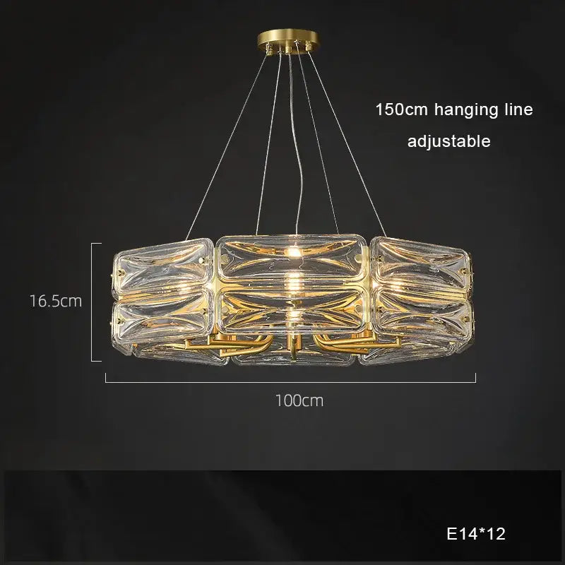 Modern geometric gold crystal chandelier lighting for dining room
