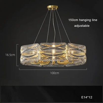 Modern geometric gold crystal chandelier lighting for dining room