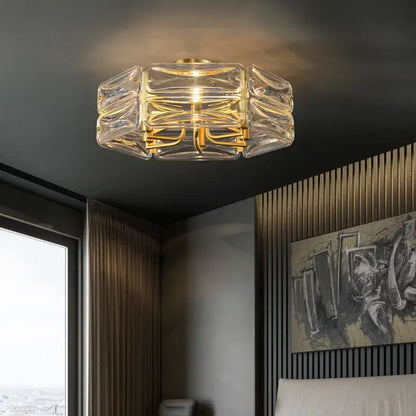 Modern geometric gold crystal chandelier lighting for dining room