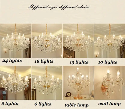 Modern european gold & silver crystal chandelier – dining room light