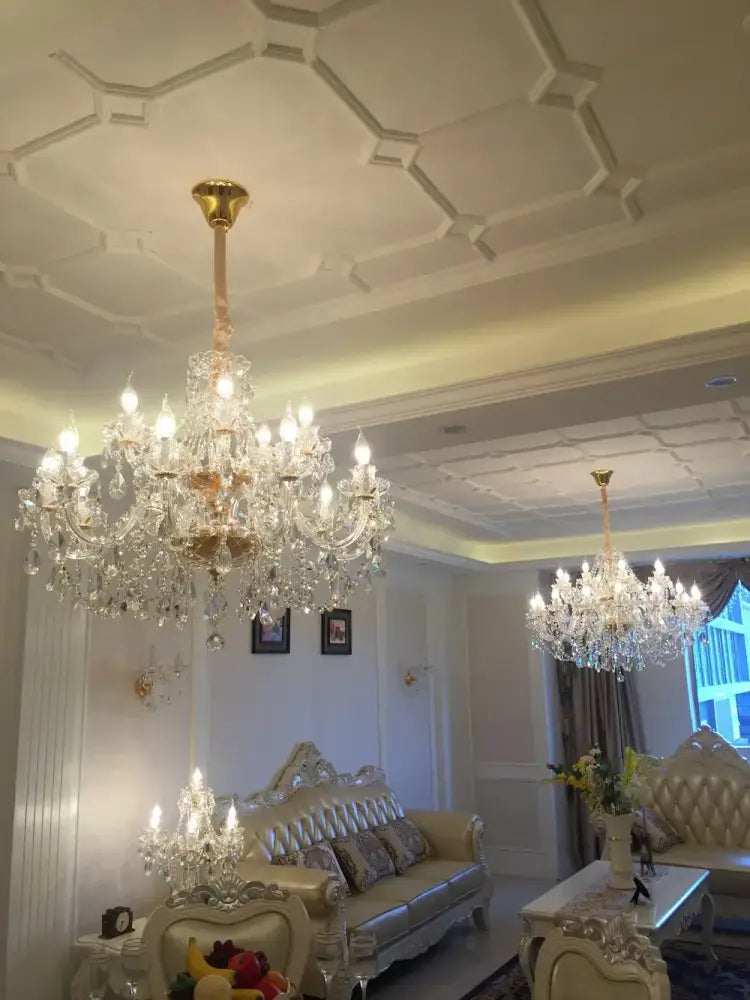 Modern european gold & silver crystal chandelier – dining room light
