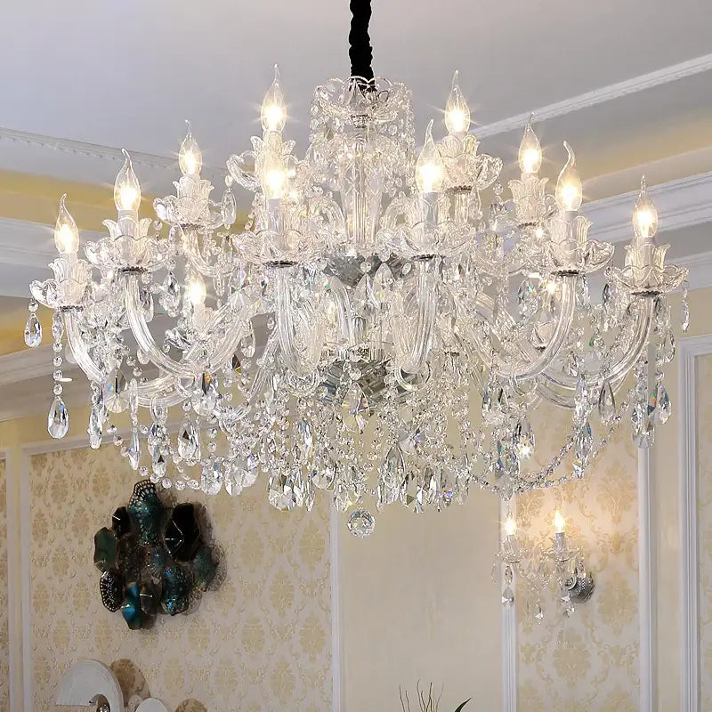 Modern european gold & silver crystal chandelier – dining room light