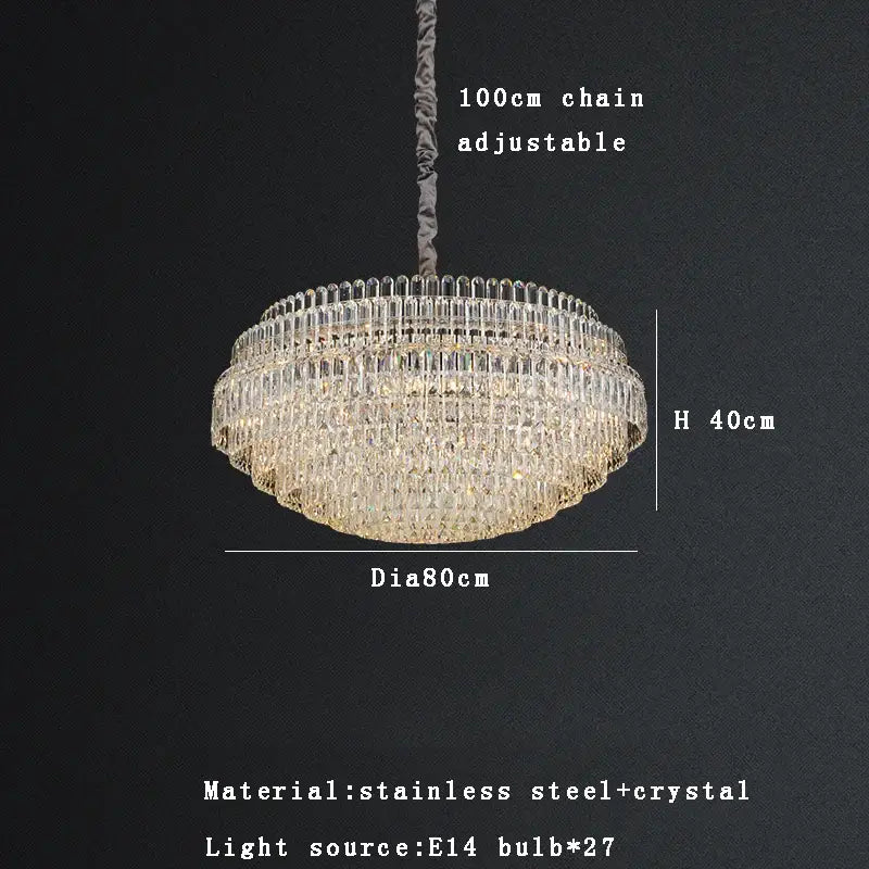 Luxury clear & gold crystal chandelier lights dining room pendant