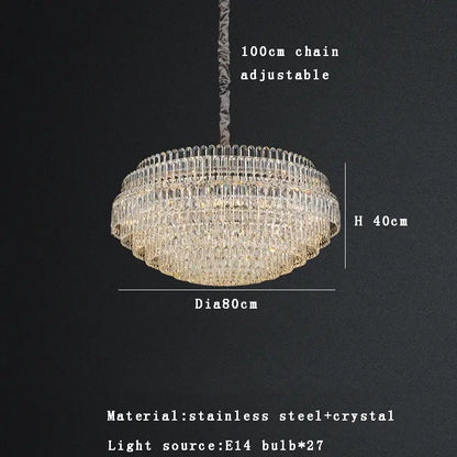 Luxury clear & gold crystal chandelier lights dining room pendant