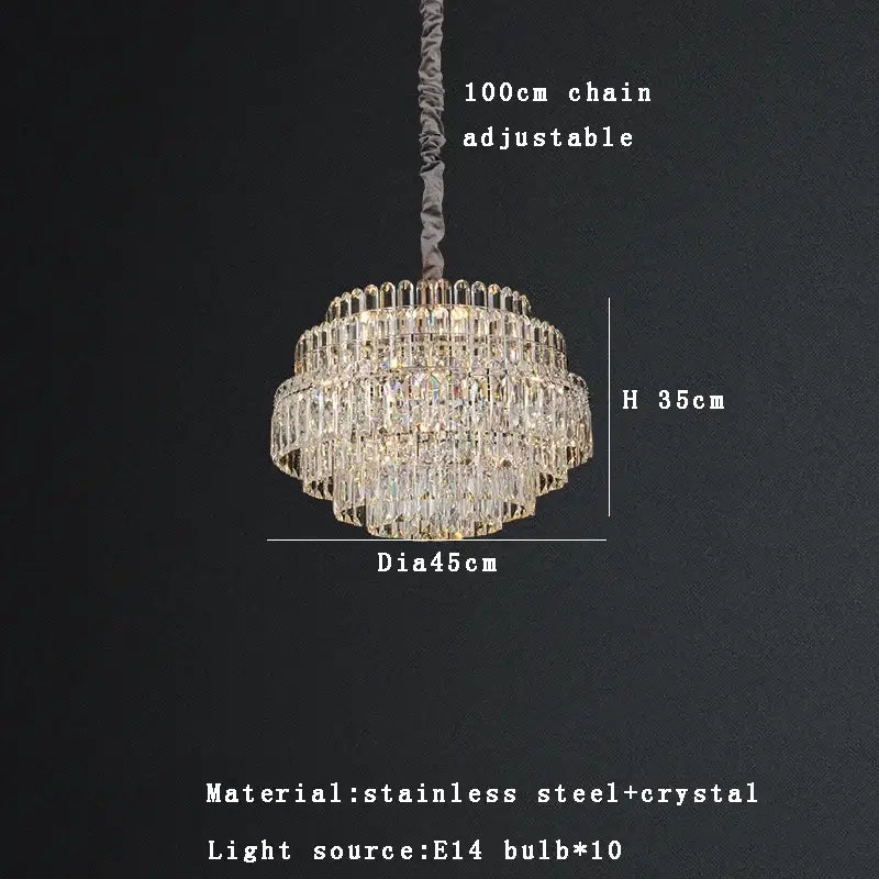 Luxury clear & gold crystal chandelier lights dining room pendant