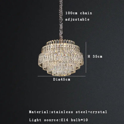 Luxury clear & gold crystal chandelier lights dining room pendant