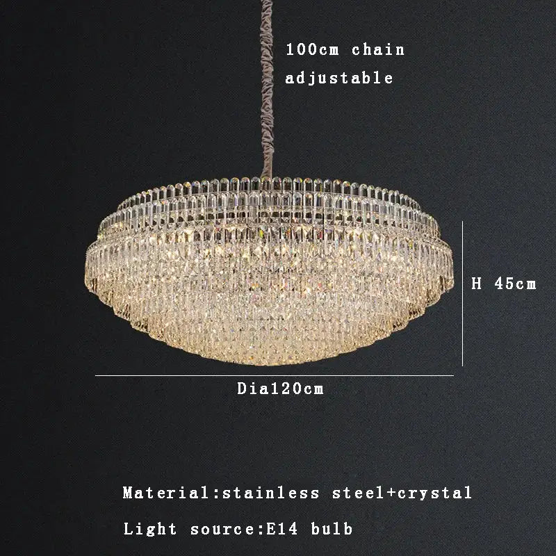 Luxury clear & gold crystal chandelier lights dining room pendant