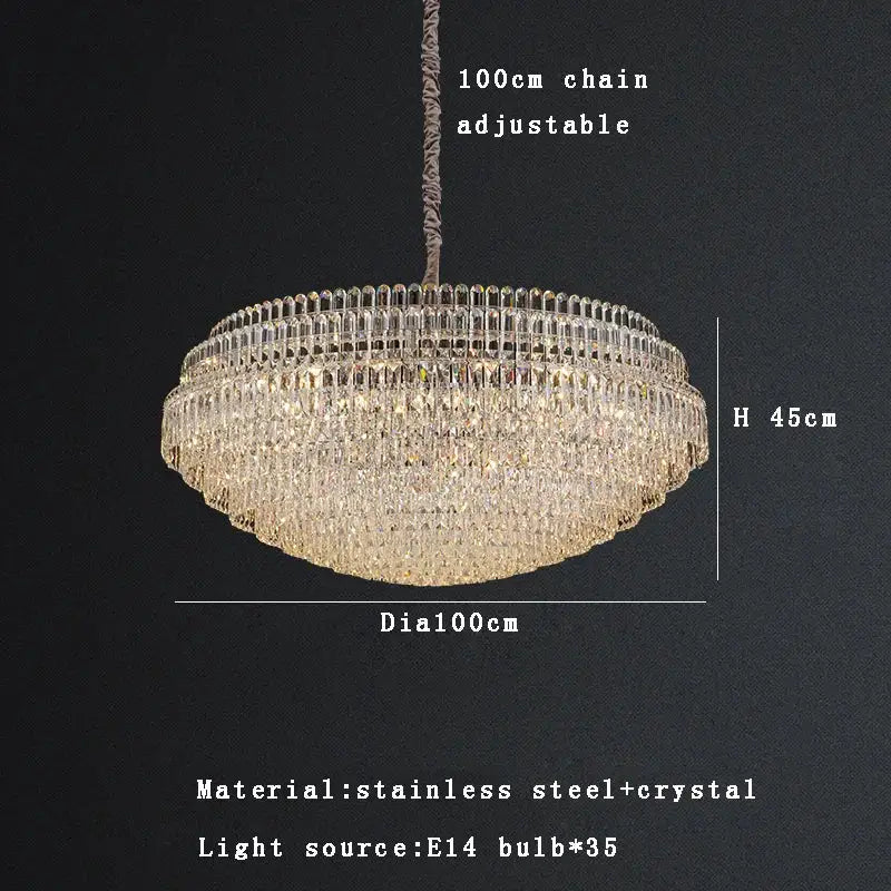 Luxury clear & gold crystal chandelier lights dining room pendant
