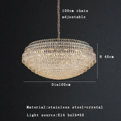 Luxury clear & gold crystal chandelier lights dining room pendant