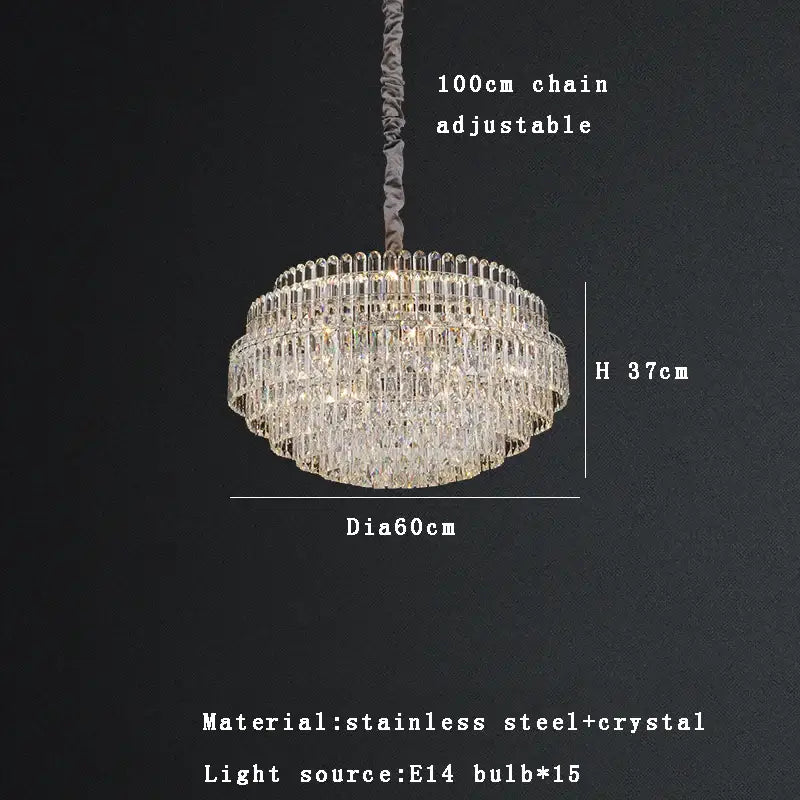 Luxury clear & gold crystal chandelier lights dining room pendant