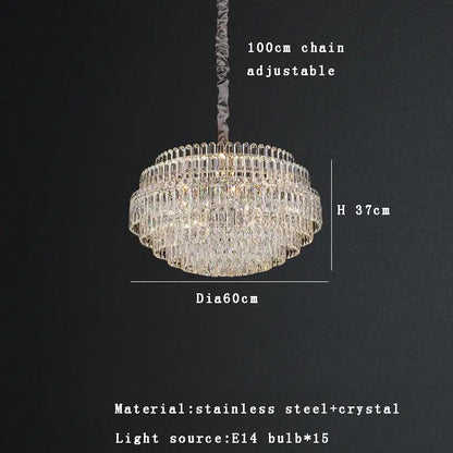Luxury clear & gold crystal chandelier lights dining room pendant