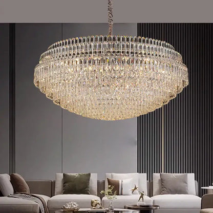 Luxury clear & gold crystal chandelier lights dining room pendant