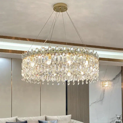 Luxe gold crystal chandelier living room hanging light