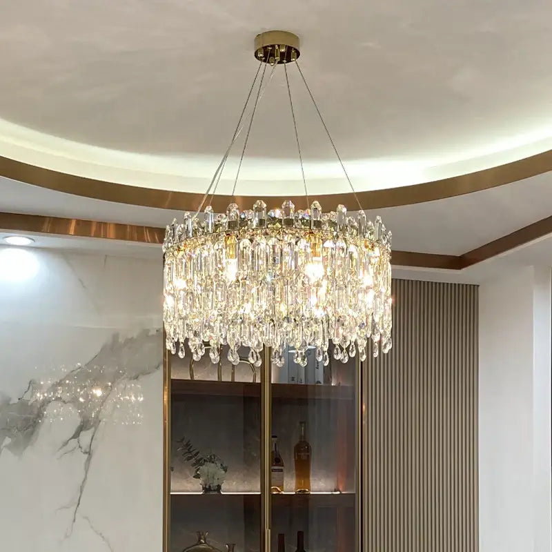 Luxe gold crystal chandelier living room hanging light